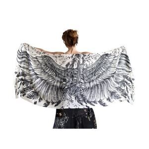 Shovava White Angel Wings Cotton Scarf Boho Witchy Fairycore Goth Festival